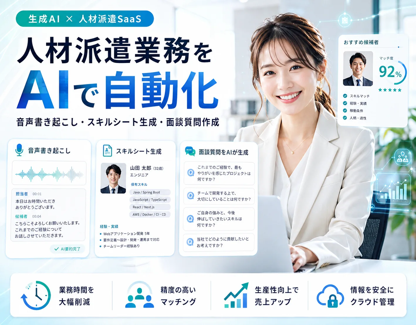 人材派遣会社向け AI業務自動化 SaaS — 画面イメージ 1