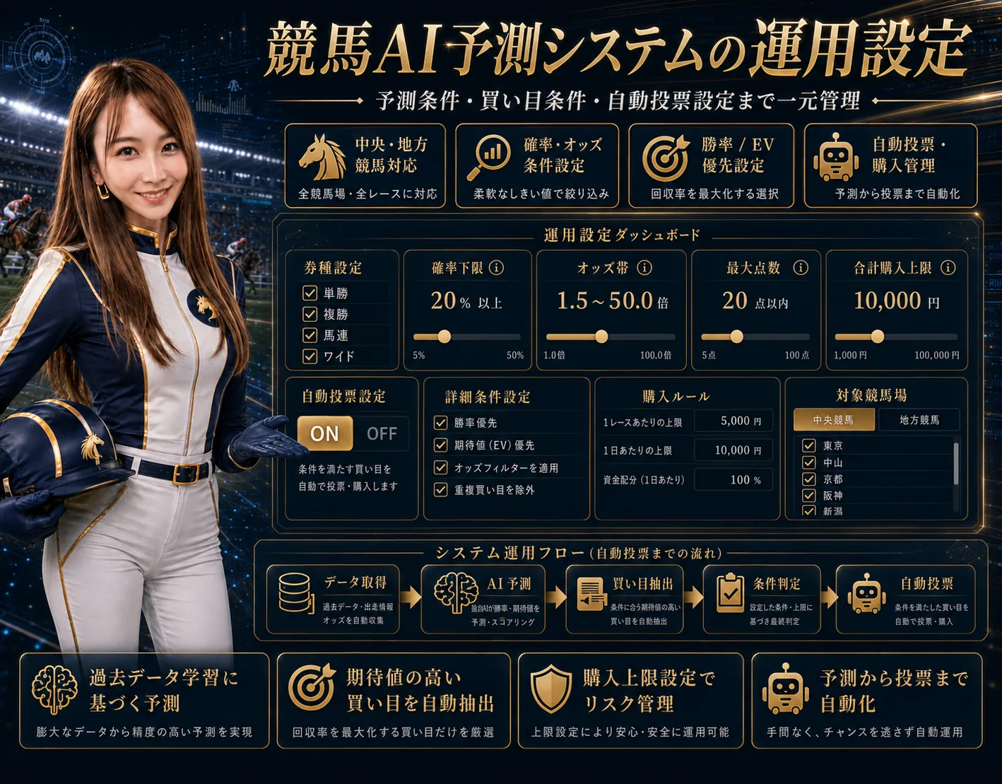 中央・地方競馬対応 AI予測・自動投票アプリ — 画面イメージ 3