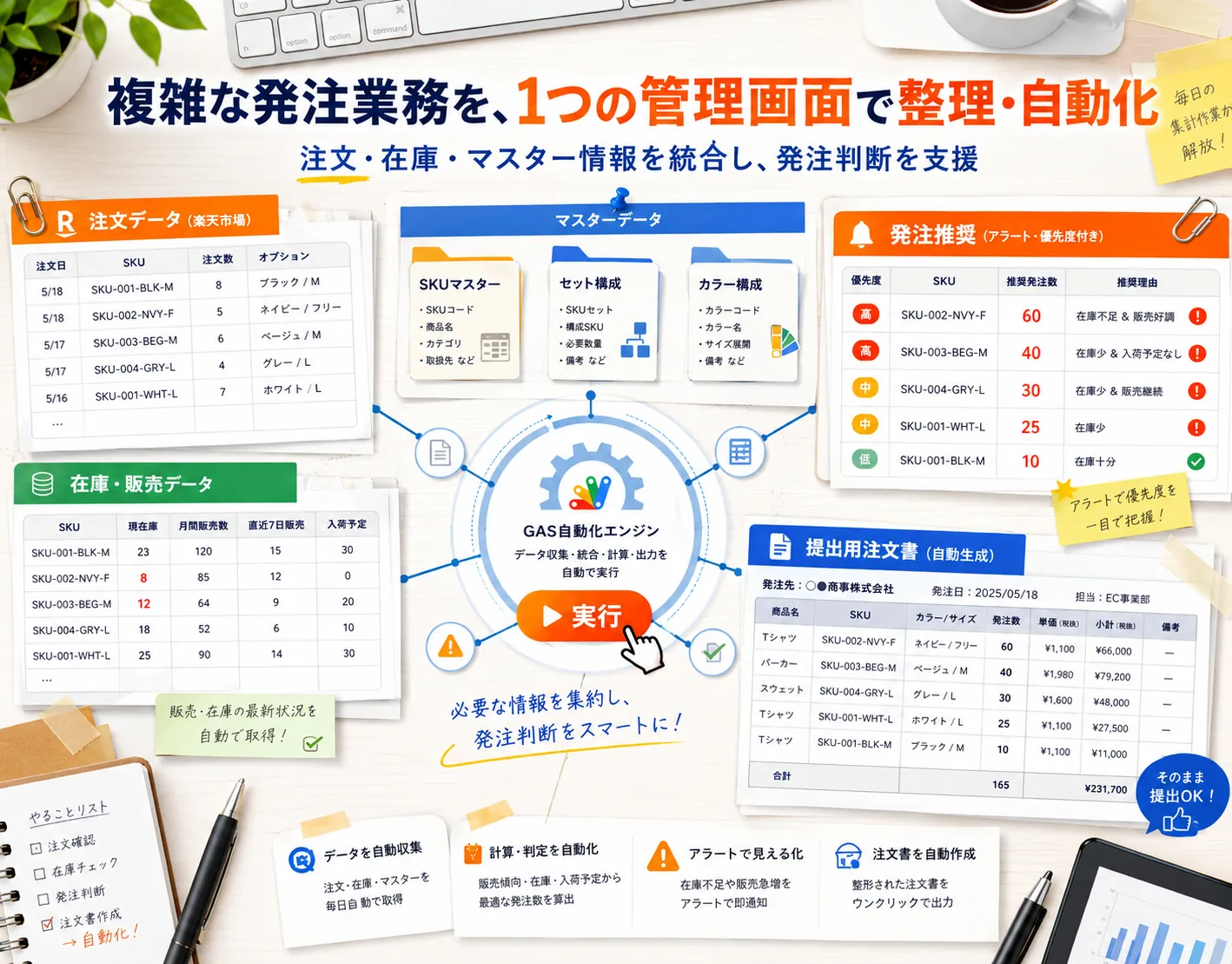 楽天市場 発注管理スプレッドシート自動化 — 画面イメージ 2